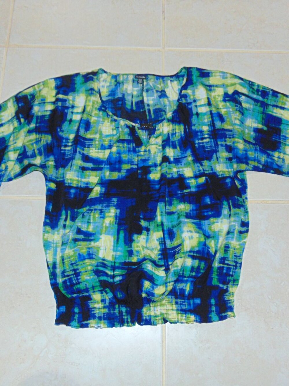 Rafaella Blouse Top Womens Size Large Polyester Blue Green